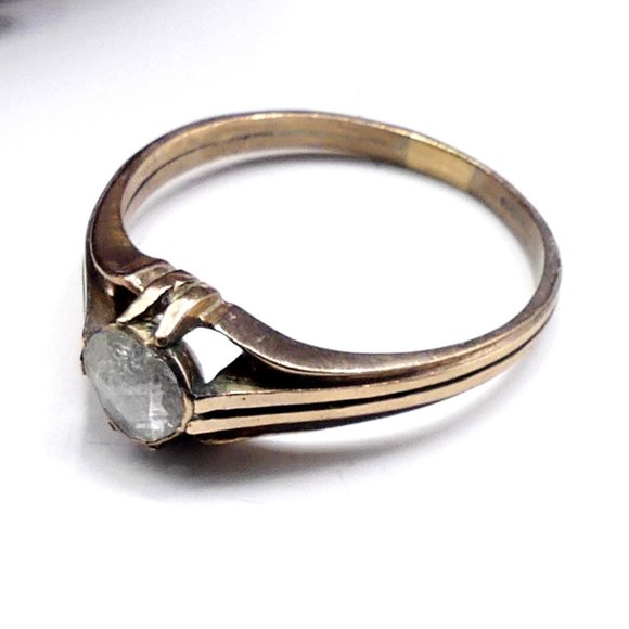 Antique 10k gold Georgian rose cut diamond foil ba - Picture 2 of 14